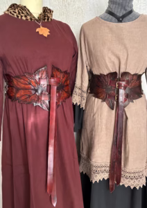 modular corset belt – custom fantasy leather waist cincher with interchangeable leaves